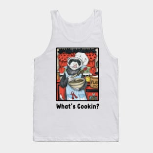 Chef Ferret - What's Cookin? - Black Outlined Design Tank Top